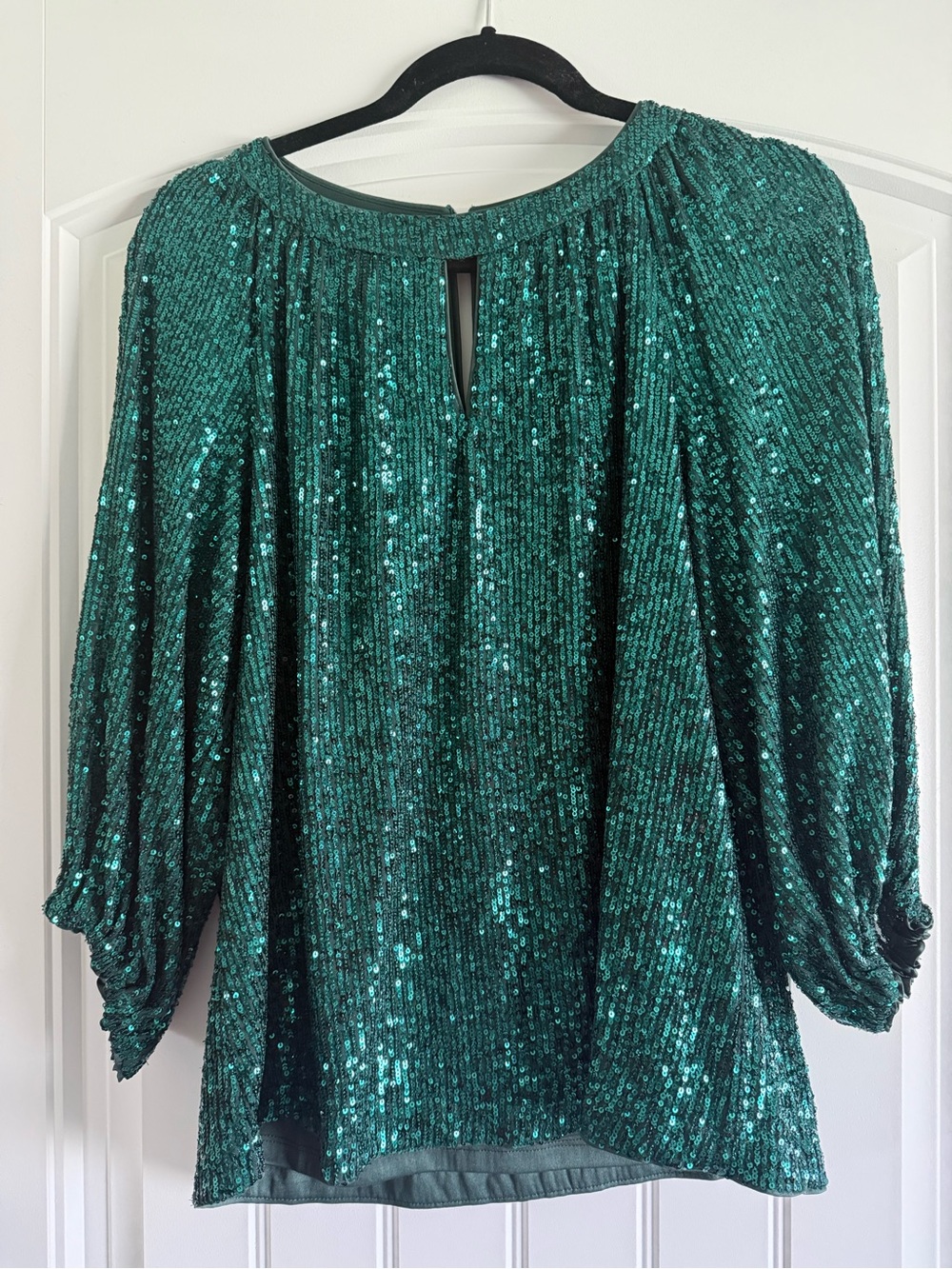 Vince Camuto Green Sequin Women's Long Sleeve Top